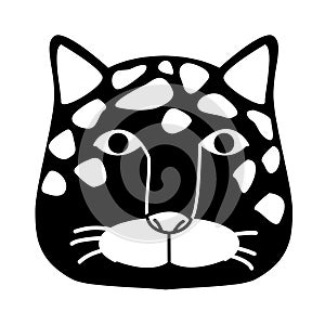 Wild leopard feline head silhouette animal icon