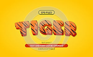 Wild life tiger animal editable text effect. eps vector file with cute character