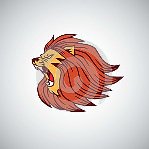 Wild Lion Angry Roaring Head Icon Vector Design, Illusration Template