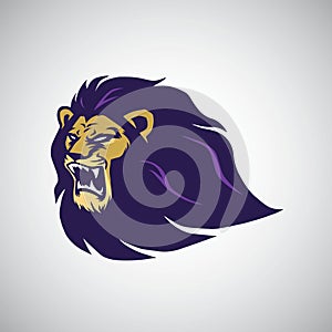 Wild Lion Roaring Head Mascot Vector Illustration Logo Design Template