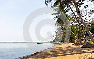 Wild Lonely Beach with Old Pier in Thailand