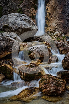 Wild lonely waterfall photo