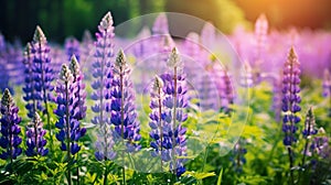 wild Lupins in Arrow town, New Zealand beautiful spring purple flowers