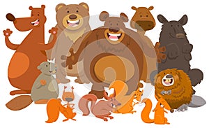 Wild mammals animal characters cartoon