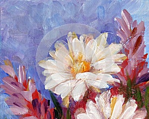 Wild meadow flower daisy bouquet oil painting