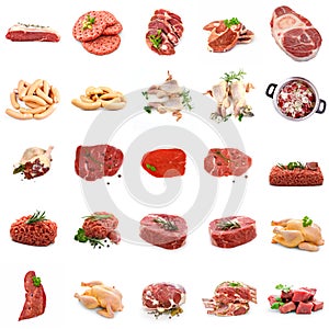 Wild meat collage, isolated