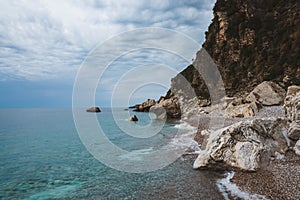 Wild Montenegro coast with Rocks