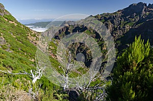 Wild mountains around trail to Pico Ruivo, Madeira, Portugal