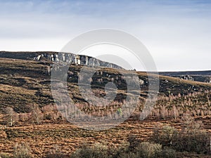 Wild Northumberland landscape with Key Heugh or Sandy Crag, UK