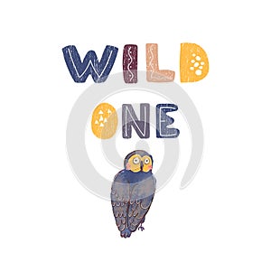 Wild one - fun hand drawn nursery poster with lettering