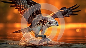 A wild osprey catching fish Generative AI photo