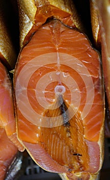Wild Pacific Coho Salmon Latin: Oncorhynchus kisutch cold smoked photo