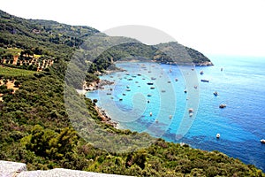 The wild panorama of Cala Piccola,the sea, within the lagoon of Orbetello, common in the province of Grosseto Italy.