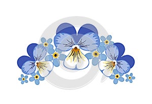 Wild pansy (viola) and forget-me-nots