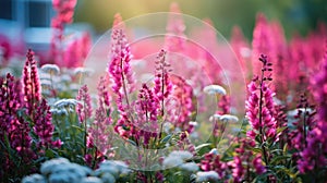 wild pink and teal flowers photo