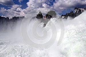 Wild Power of Rhine falls in Schaffhausen