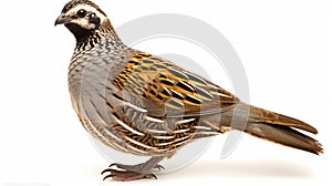 wild quail Coturnix coturnix isolated on a white background. generative ai