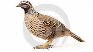 wild quail Coturnix coturnix isolated on a white background. generative ai