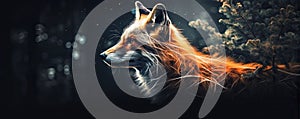 Wild red fox on wite background in wild nature. Fox design or graphic for t-shirt printing