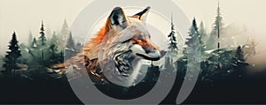 Wild red fox on wite background in wild nature. Fox design or graphic for t-shirt printing