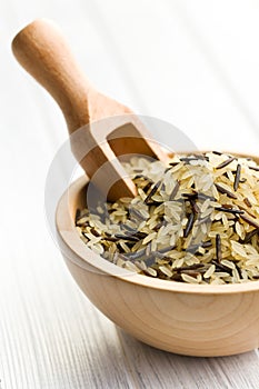 Wild rice in wooden bowl