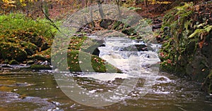 Wild river Doubrava in fall colors, picturesque landscape