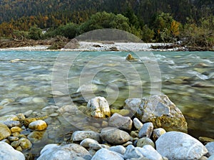 Wild river landscape Isar valley