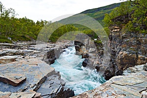 Wild river and rapids in Abisko