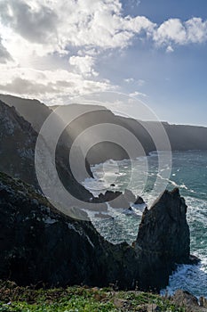 Wild rocky coast of Galicia in northern Spain at Cabo Ortegal