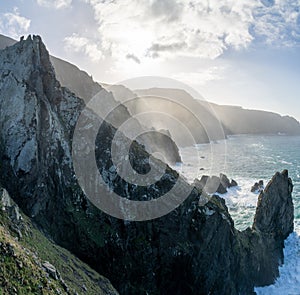Wild rocky coast of Galicia in northern Spain at Cabo Ortegal