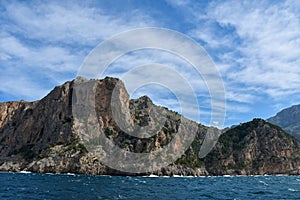 Wild rocky coast at Tramuntana mountains in Mallorca