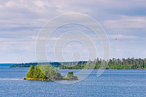 Wild rocky island in the cold waters