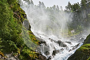 Wild running waterfall in norway