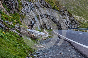 Wild scenery of windy mountain road on Transfagarasan