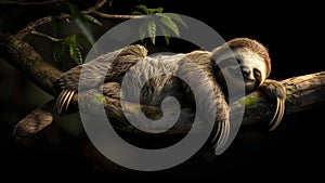 Wild Sloth in its Natural Rainforest Habitat
