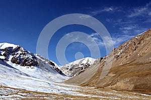 Wild Snow Mountains at Kyrgyzstan