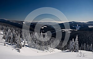 Wild snowy mountains view