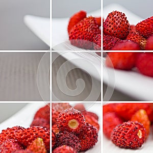 Wild strawberries collage