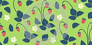 Wild strawberry multicolor seamless pattern for branding package