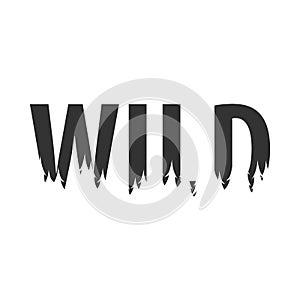 Wild. Text or labels with silhouette of forest.