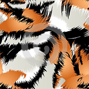 Wild tiger stripes in a seamless pattern