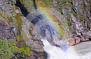 A wild, turbulent mountain river in the Sarek National Park, Sweden.