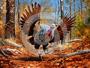 Ai Generated illustration Wildlife Concept of Wild Turkey