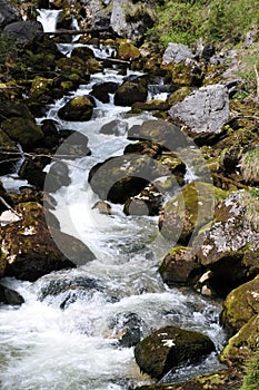 Wild water cascade in Mountain