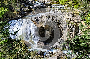 Wild waterfall in Ordesa Valley, Aragon, Spain