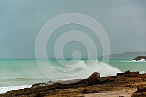 Wild wave pound the coastline of chabahar,oman sea