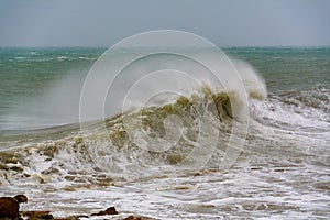 Wild wave pound the coastline of chabahar,oman sea