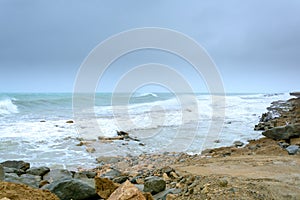 Wild wave pound the coastline of chabahar,oman sea