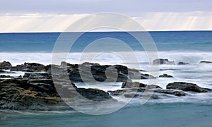 Wild waves, stormy weather and rocks, Australian c