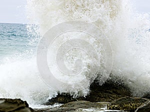 Wild waves, stormy weather and rocks, Australian c